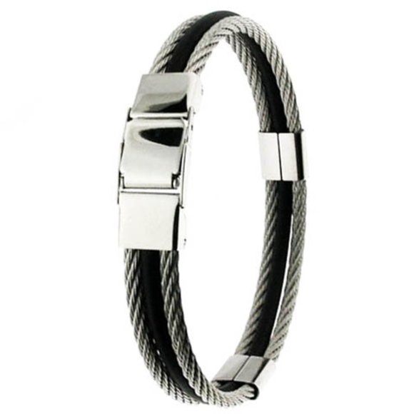 2 FOR $50! Men's Borgio Stainless Steel Bracelet - Picture 3 of 4
